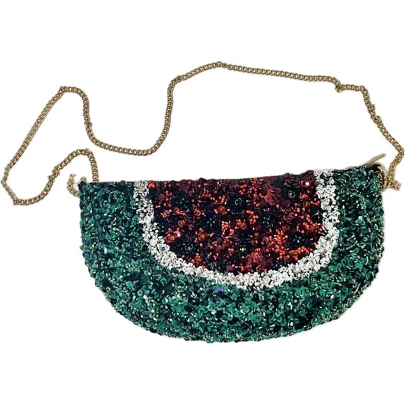 ZARA Watermelon Embroidered Sequin Beaded Jewel Rhinestone Shoulder Bag 6362 910 - Picture 2 of 2